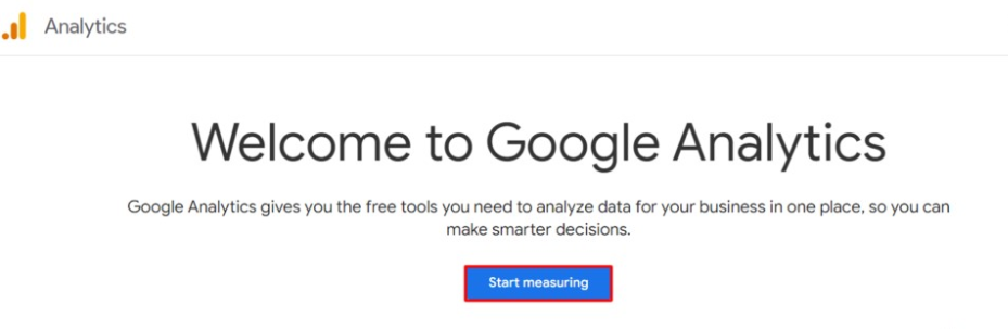 Welcome to google analytics screen